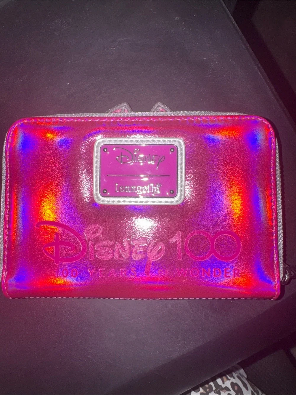 Loungefly Cheshire Cat Holographic Pink & Silver Zip Wallet
